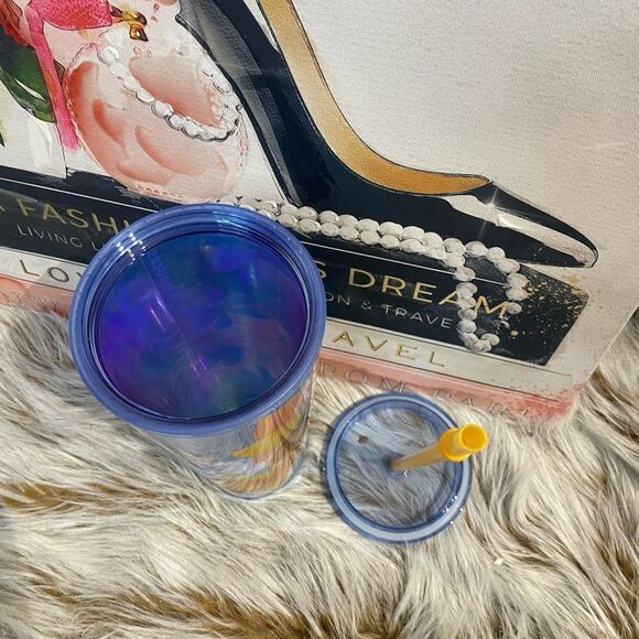 Starbucks Floral Blue Tumbler, 24oz Venti with‎ lime green straw - Picture 4 of 4